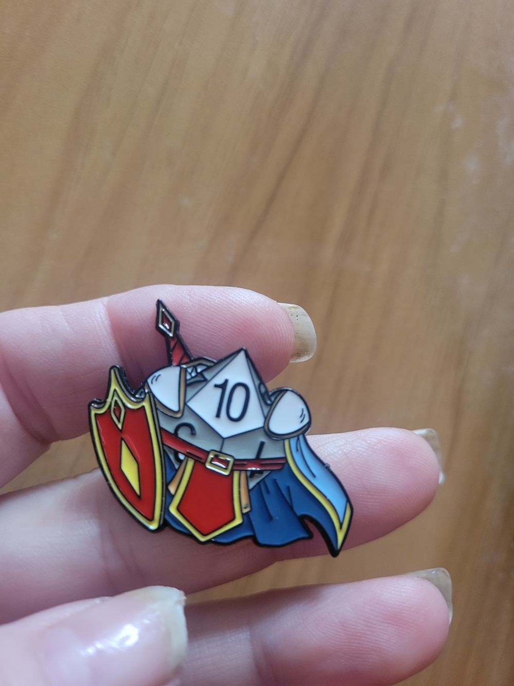 👻BUY 1 GET 1 FREE👻 Blue & White Knight D10 Enamel Brooch